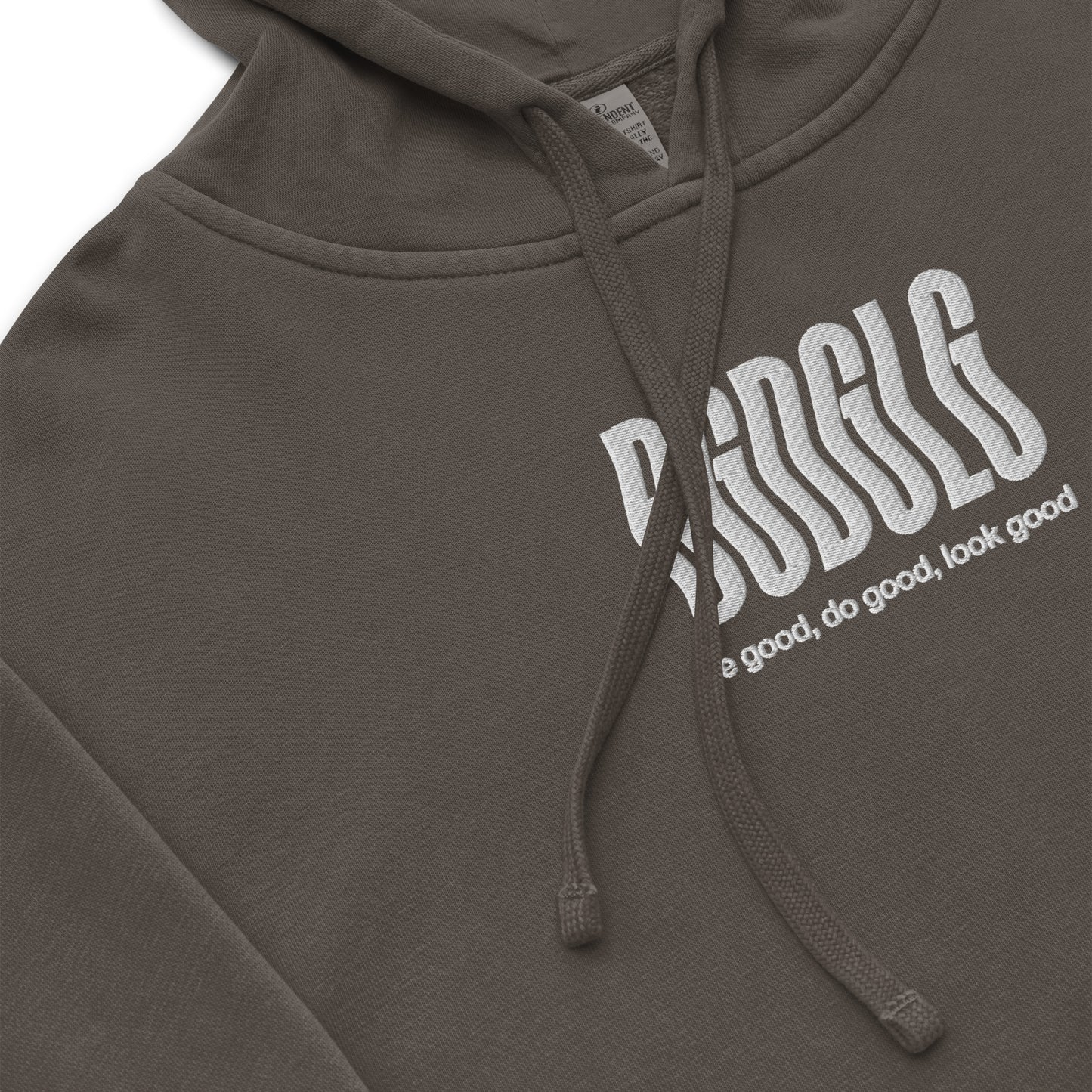 BGDGLG Unisex pigment-dyed hoodie | Front & Sleeve Embroidery | White