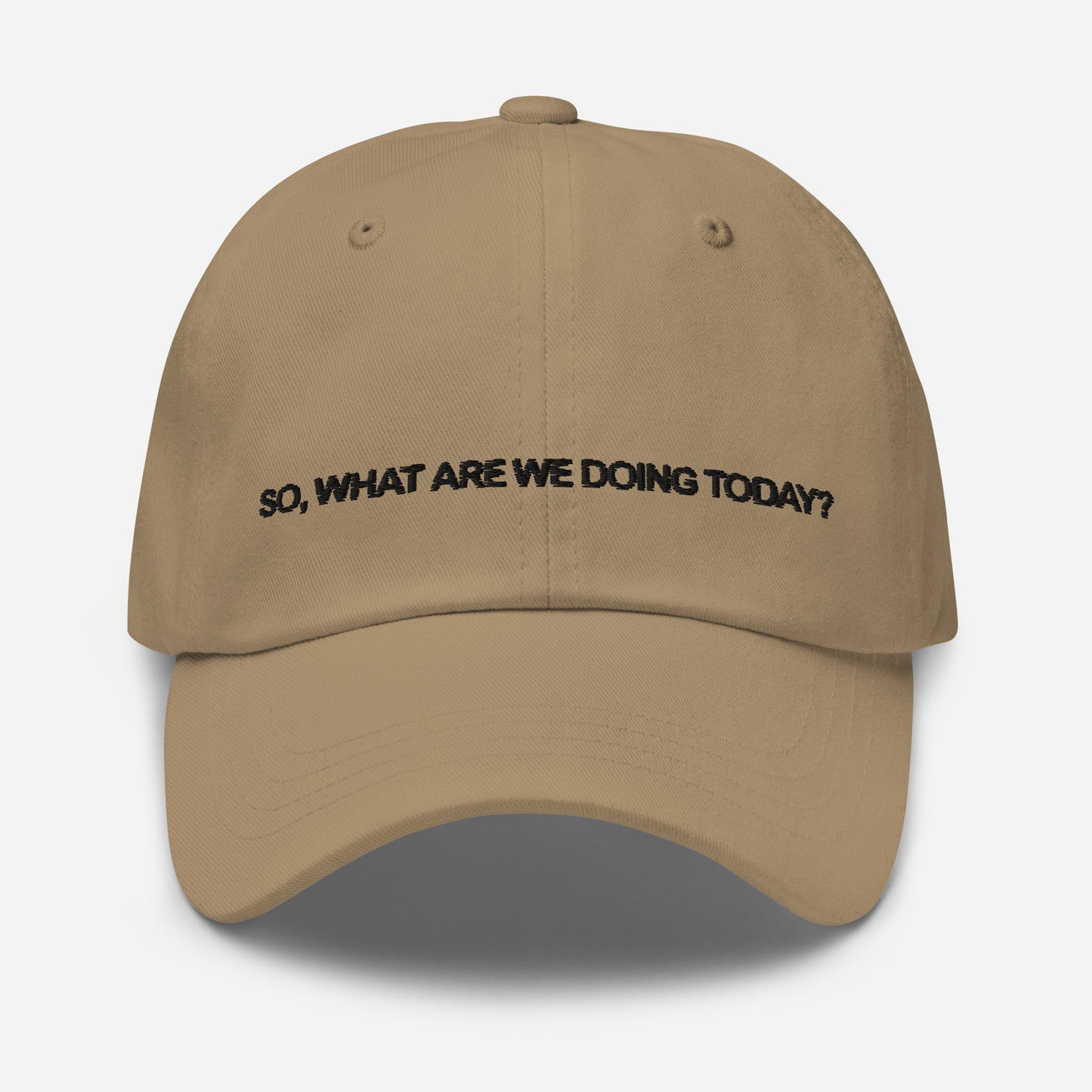 SO, WHAT ARE WE DOING TODAY? Dad hat | Front & Back Embroidery | Black