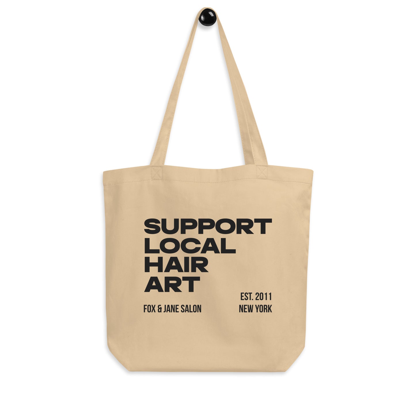 SUPPORT YOUR LOCAL HAIR ART Eco Tote Bag | Front Print | Off Black