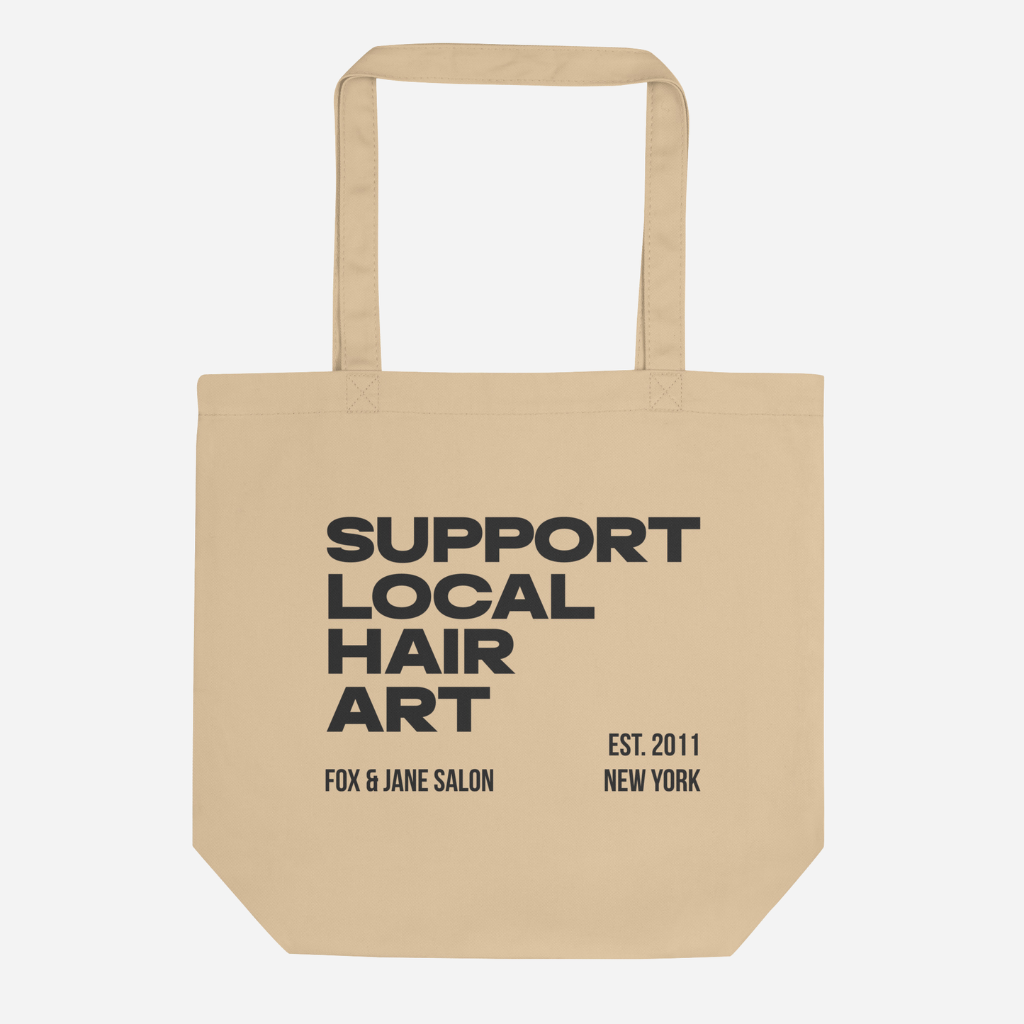 SUPPORT YOUR LOCAL HAIR ART Eco Tote Bag | Front Print | Off Black