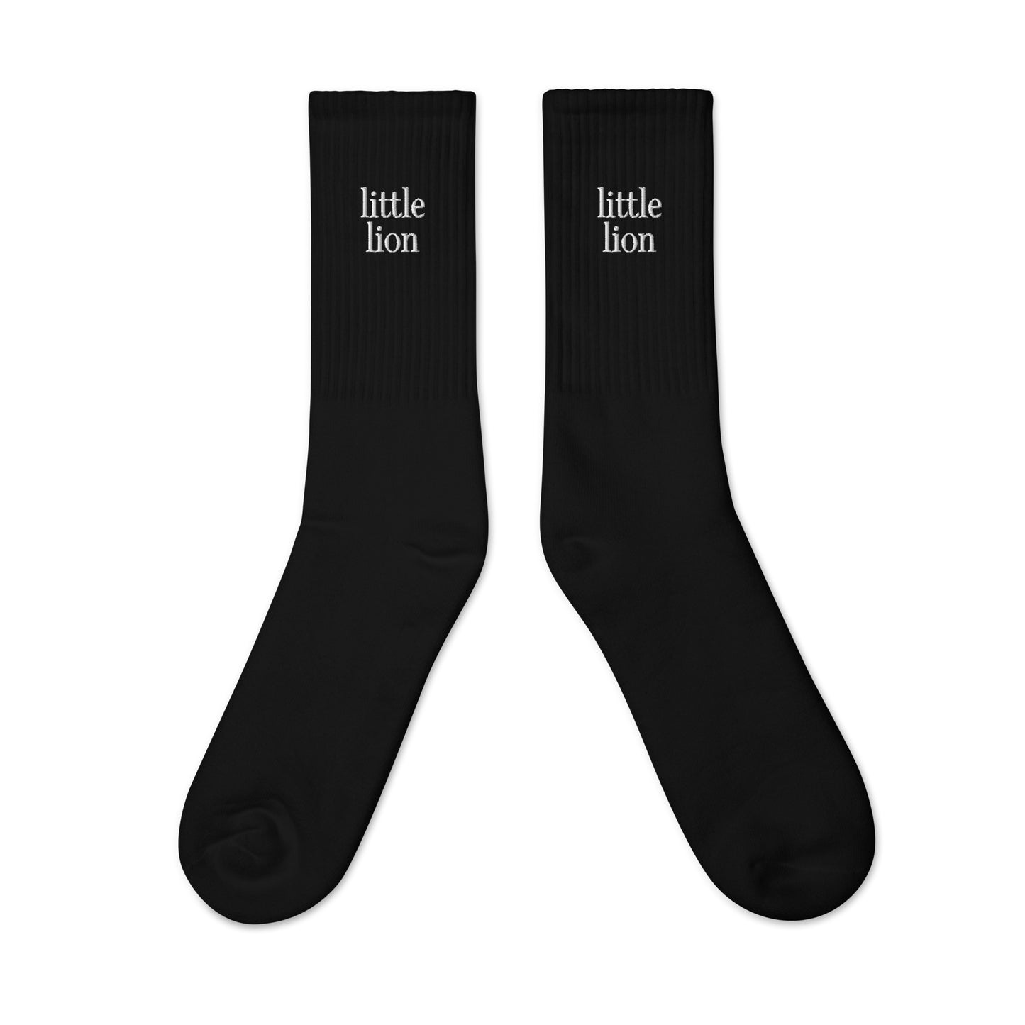 LITTLE LION Embroidered socks | Outside Embroidery | White