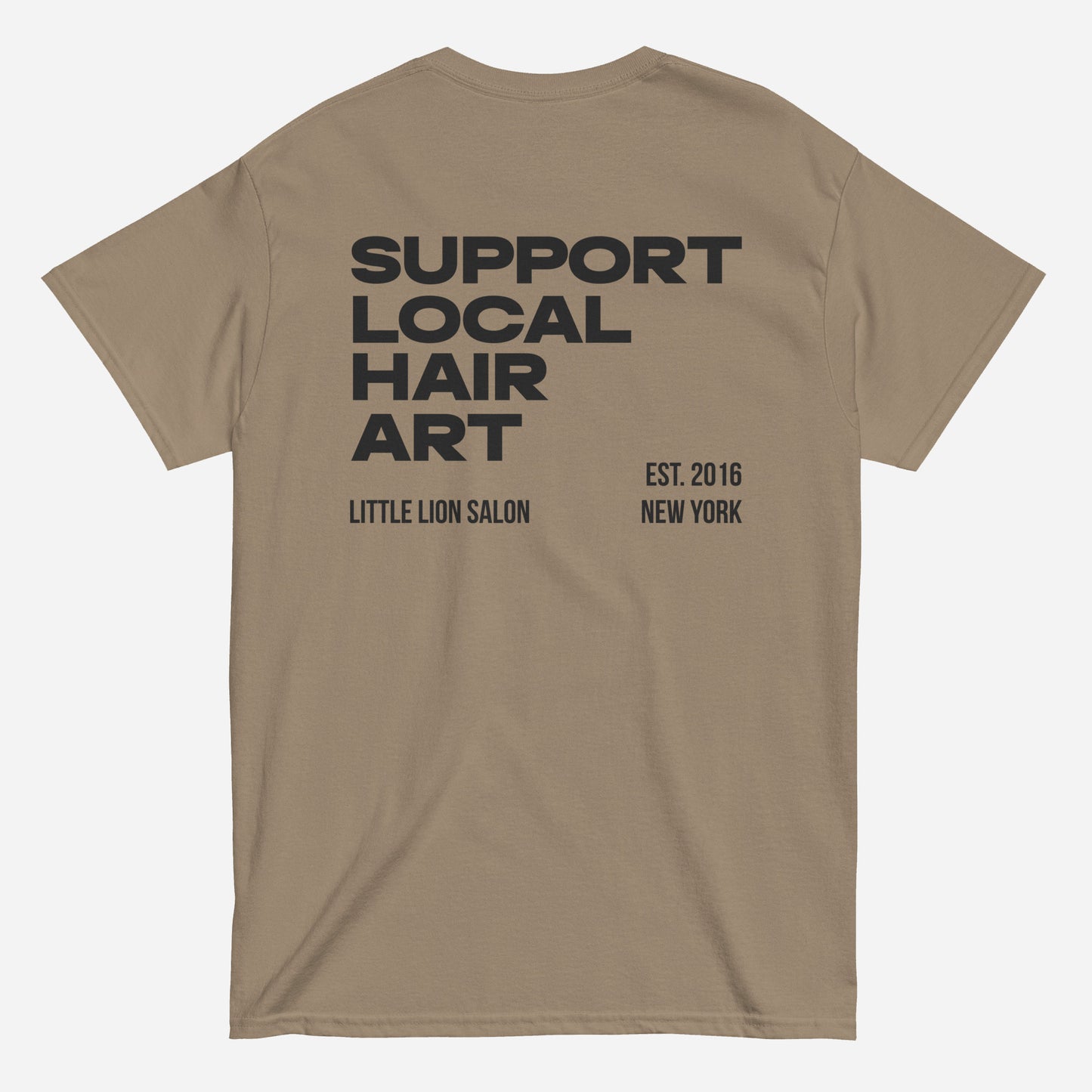 SUPPORT LOCAL HAIR ART Unisex classic tee | Back Print | Off Black