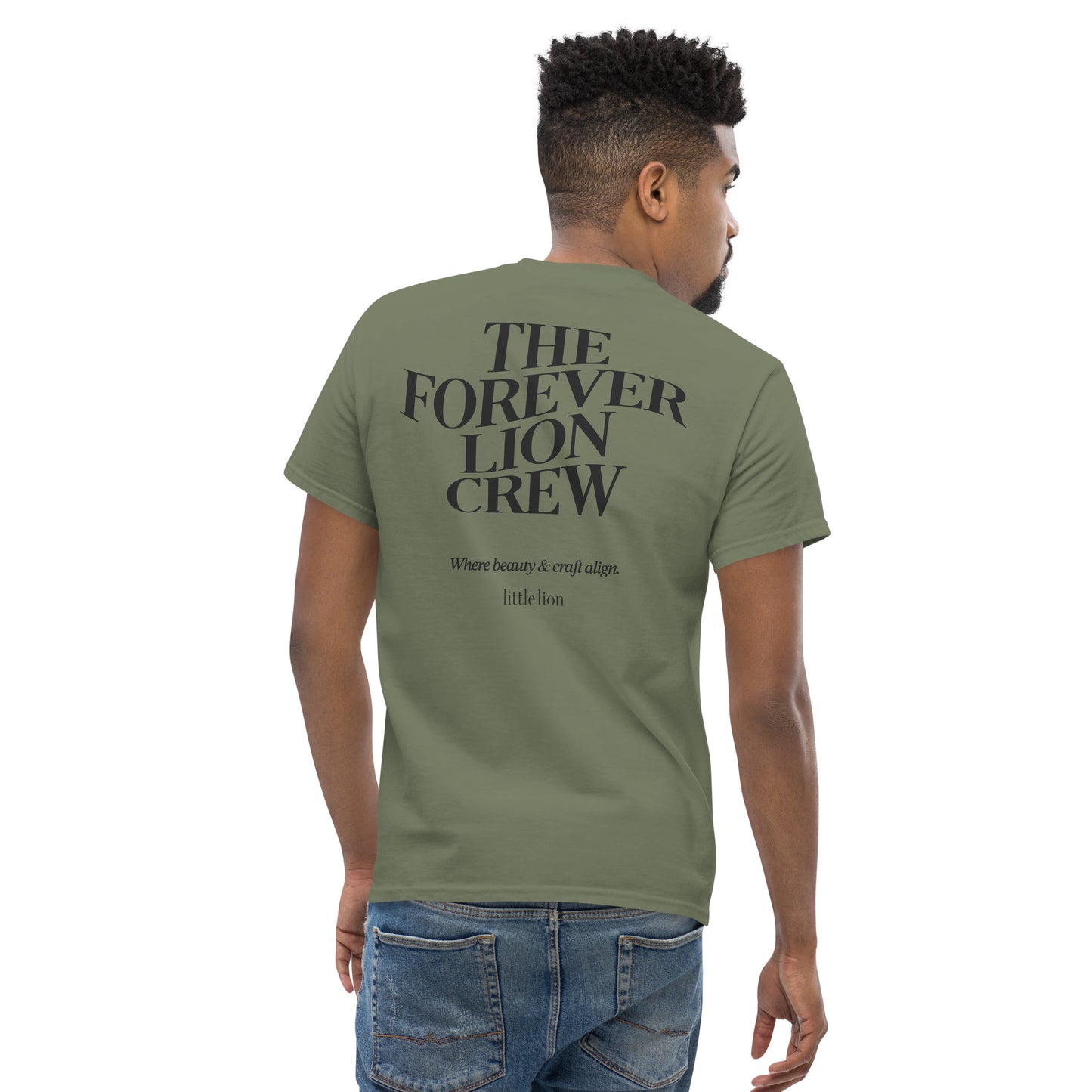 THE FOREVER LION CREW Unisex classic tee | Back Print | Off Black