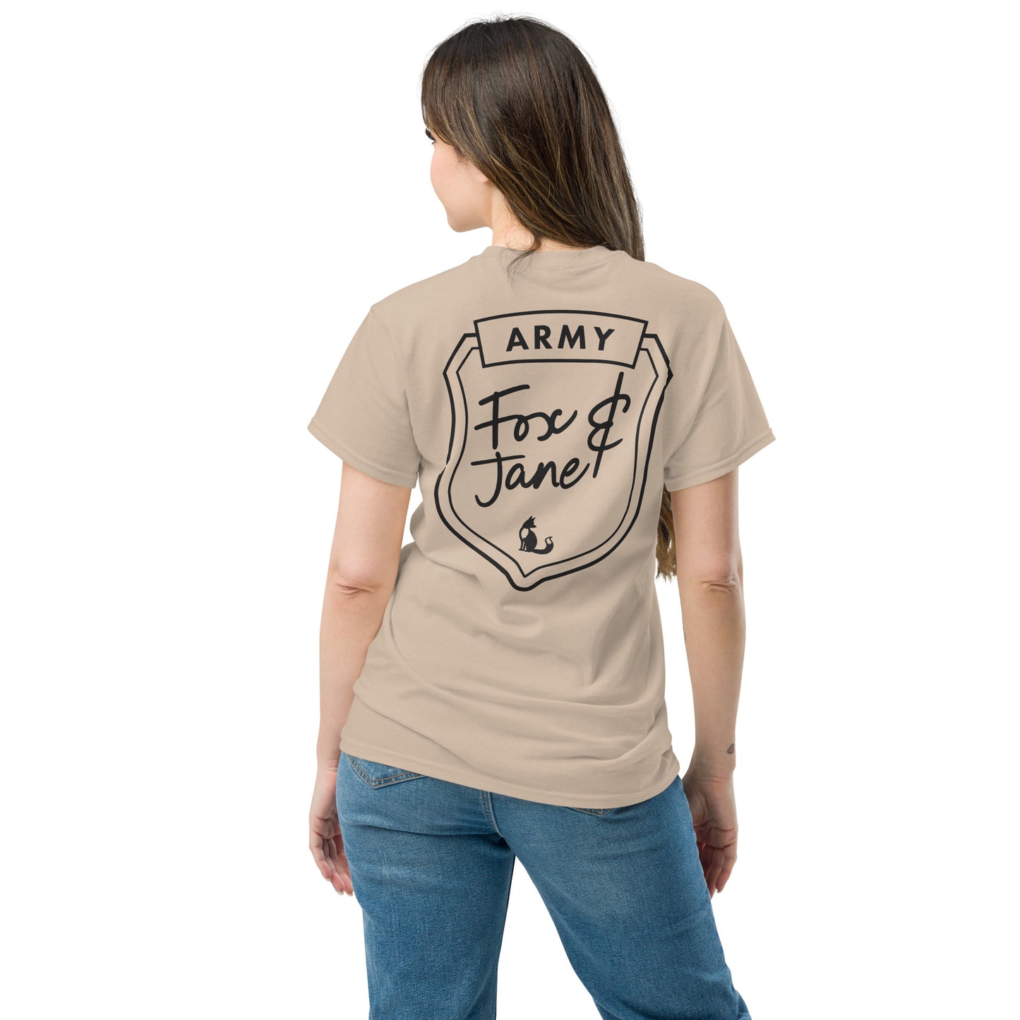 FOX & JANE ARMY Unisex classic tee | Back Print | Off Black