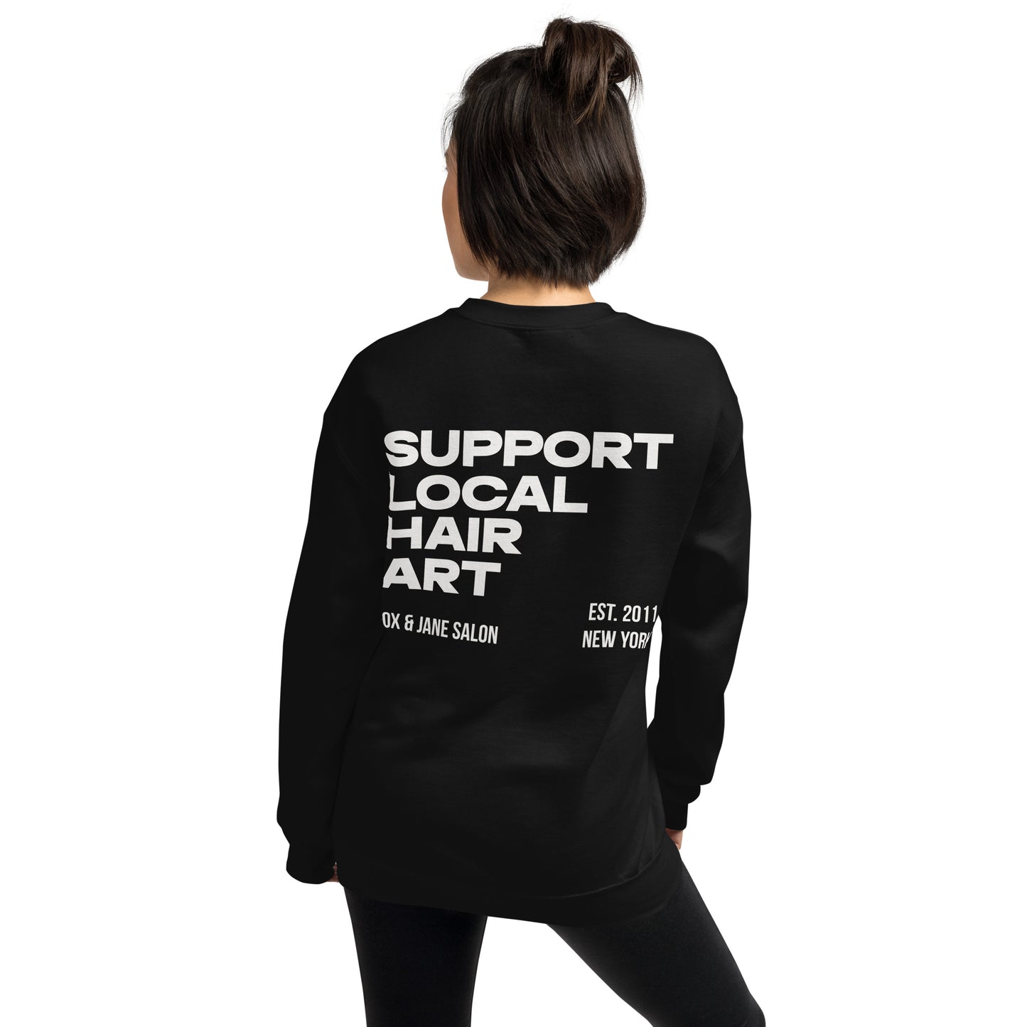 SUPPORT LOCAL HAIR ART Unisex Sweatshirt | Back Print | Off White