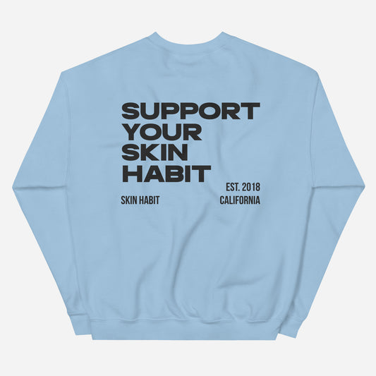 SUPPORT YOUR SKIN HABIT Unisex Sweatshirt | Back Print | Off Black