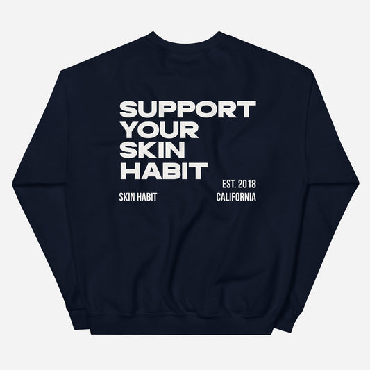 SUPPORT YOUR SKIN HABIT Unisex Sweatshirt | Back Print | Off White