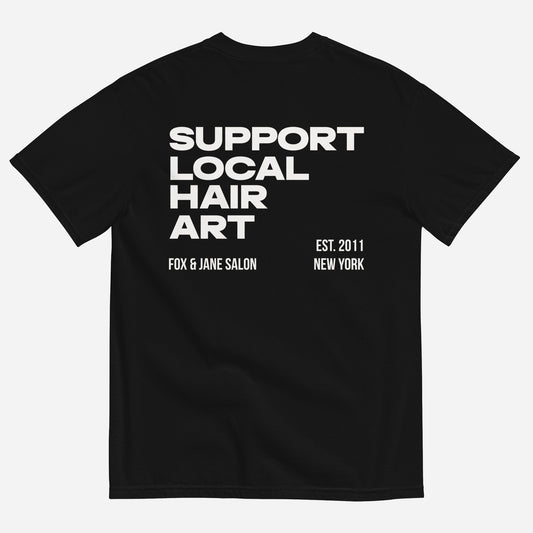 SUPPORT LOCAL HAIR ART Unisex garment-dyed heavyweight t-shirt | Back Print | Off White