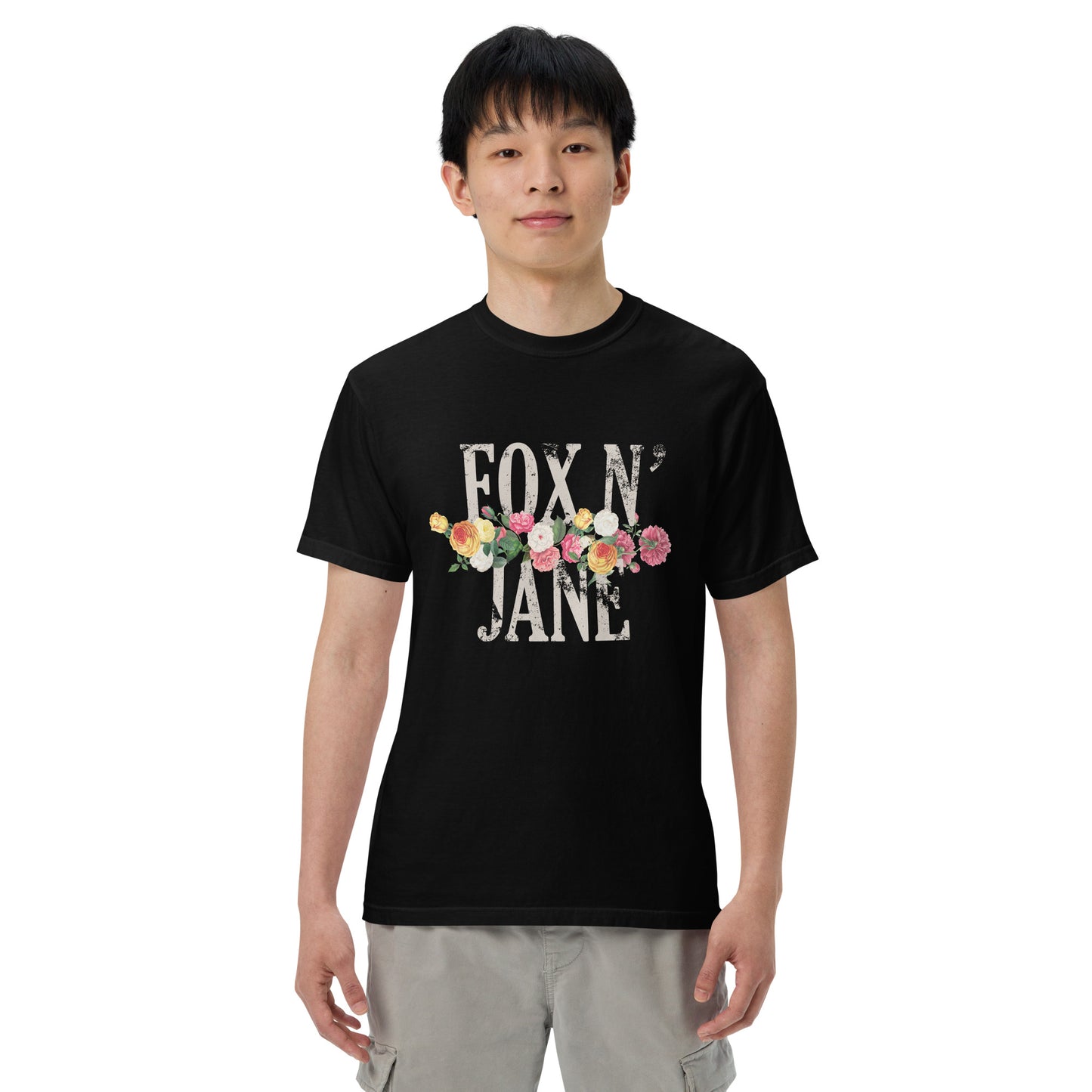 FOX N' JANE Unisex garment-dyed heavyweight t-shirt | Front Print | Off White/Multi