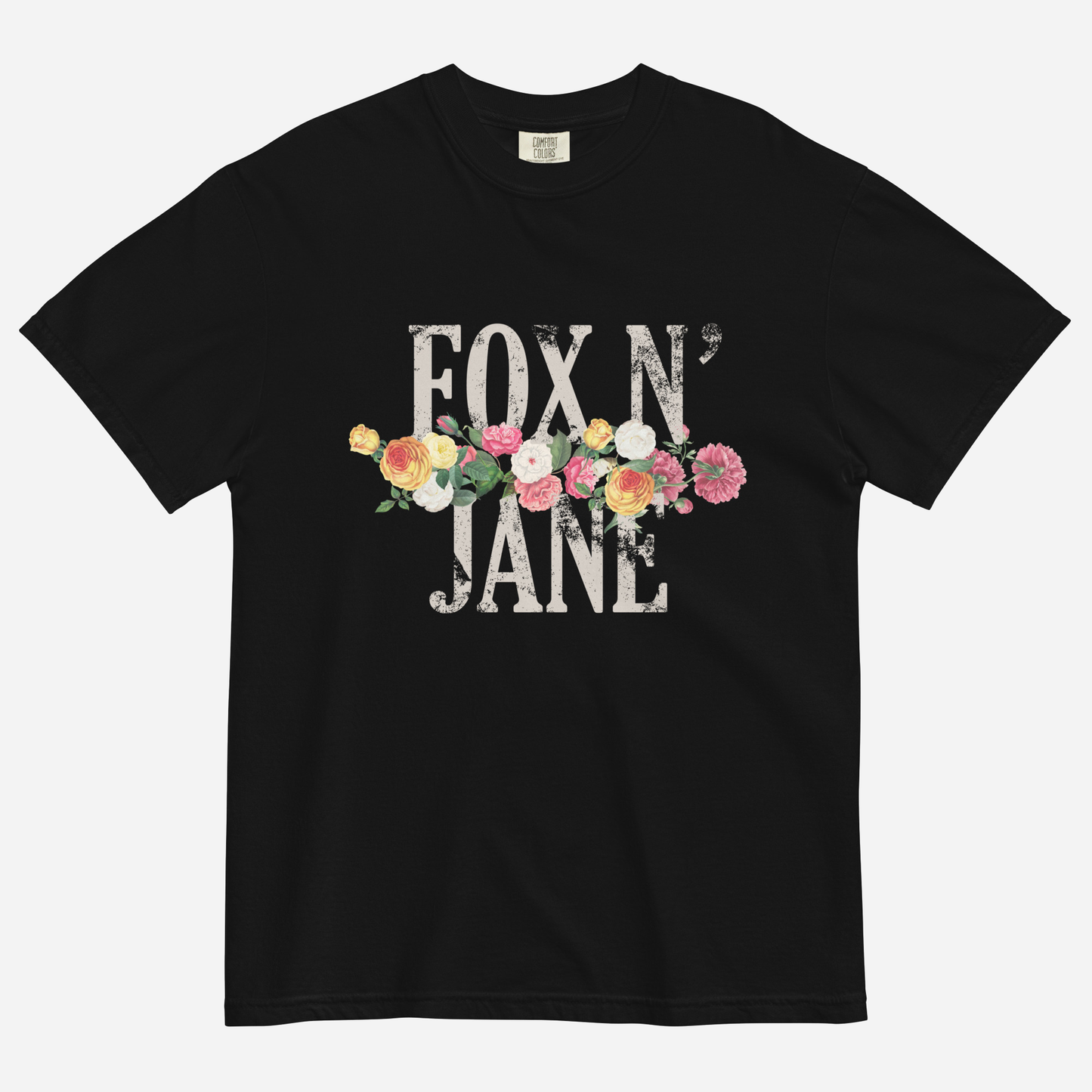 FOX N' JANE Unisex garment-dyed heavyweight t-shirt | Front Print | Off White/Multi