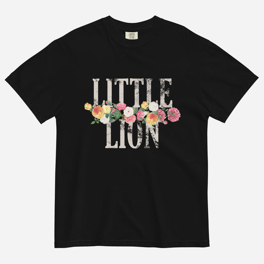 LITTLE LION N' ROSES Unisex garment-dyed heavyweight t-shirt | Front Print | Off White/Multi