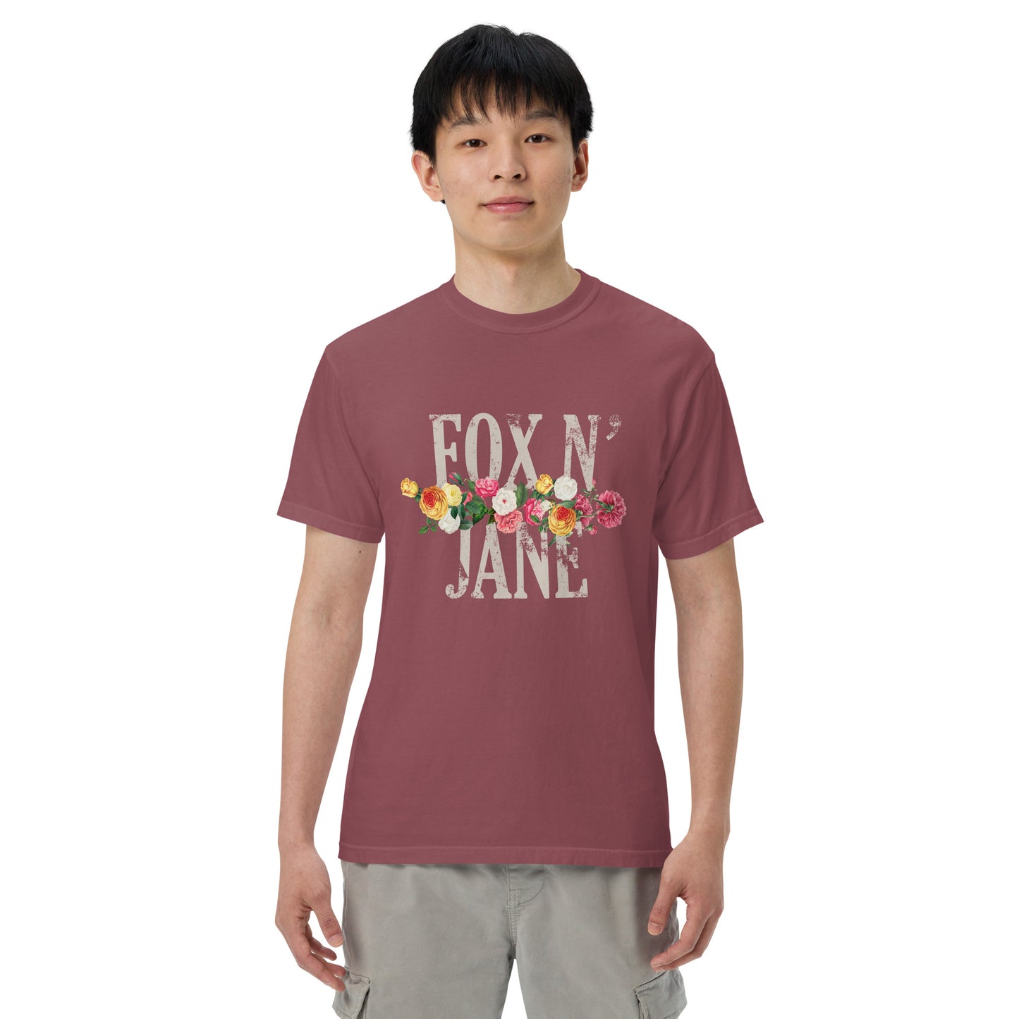 FOX N' JANE Unisex garment-dyed heavyweight t-shirt | Front Print | Off White/Multi