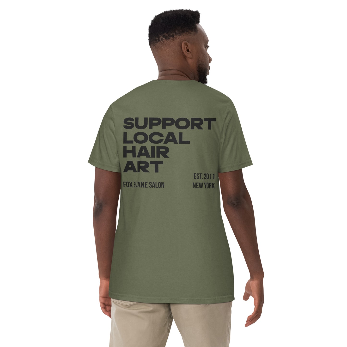 SUPPORT LOCAL HAIR ART Unisex garment-dyed heavyweight t-shirt | Back Print | Off Black