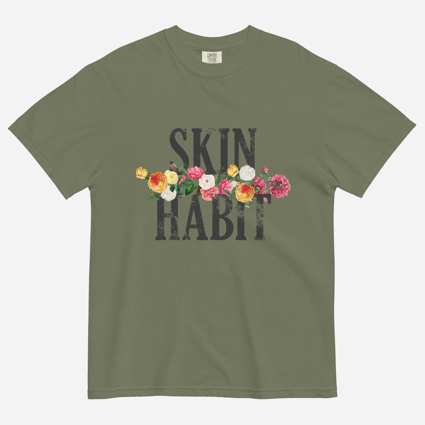 SKIN HABIT N' ROSES Unisex garment-dyed heavyweight t-shirt | Front Print | Off Black/Multi