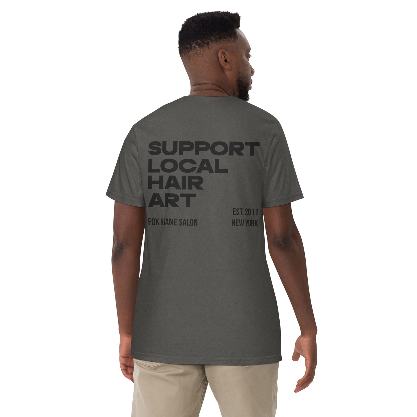 SUPPORT LOCAL HAIR ART Unisex garment-dyed heavyweight t-shirt | Back Print | Off Black