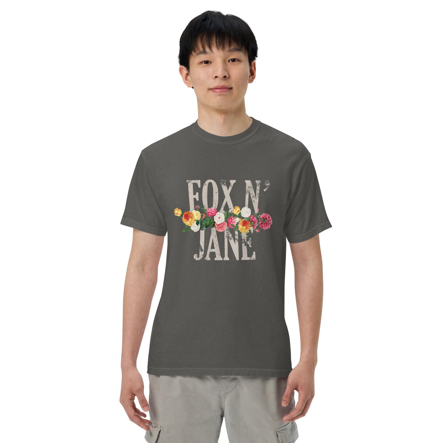 FOX N' JANE Unisex garment-dyed heavyweight t-shirt | Front Print | Off White/Multi