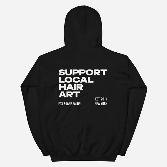 SUPPORT LOCAL HAIR ART Unisex Hoodie | Back Print | Off White