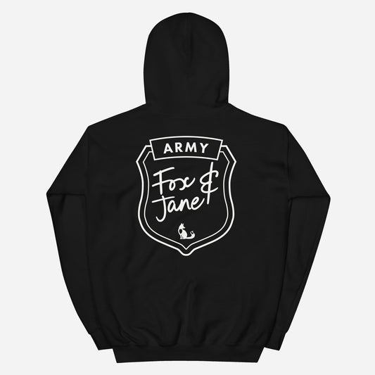 FOX & JANE ARMY Unisex Hoodie | Back Print | Off White