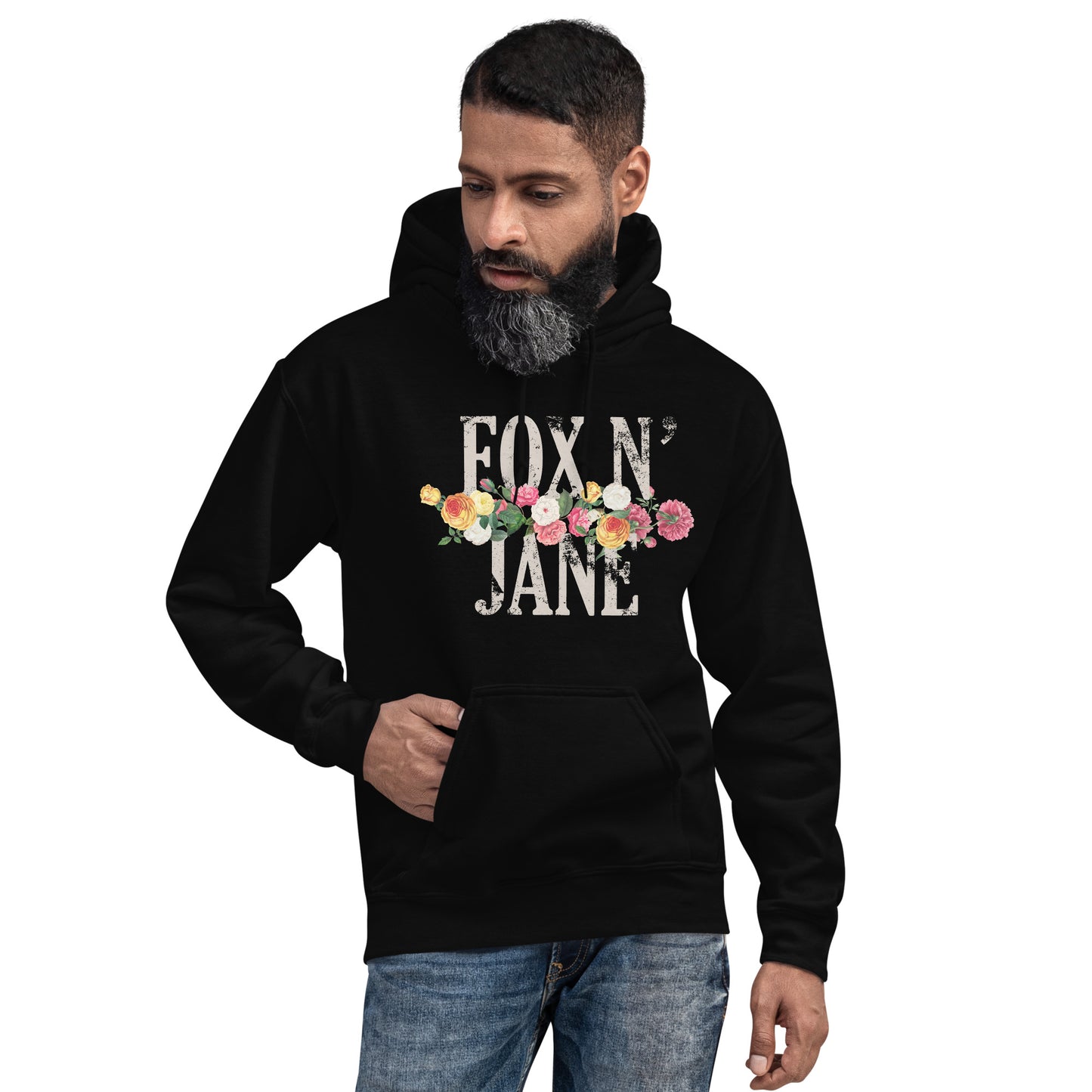 FOX N' JANE Unisex Hoodie | Front Print | Off White/Multi