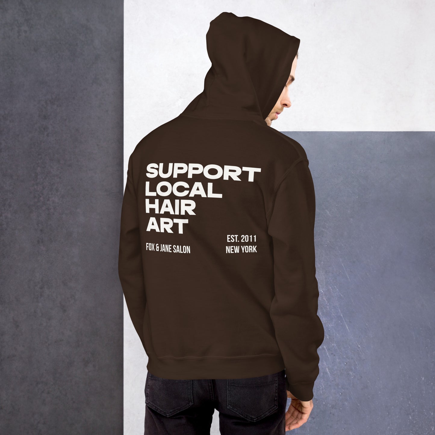 SUPPORT LOCAL HAIR ART Unisex Hoodie | Back Print | Off White