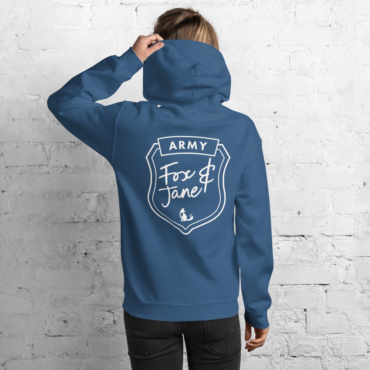 FOX & JANE ARMY Unisex Hoodie | Back Print | Off White