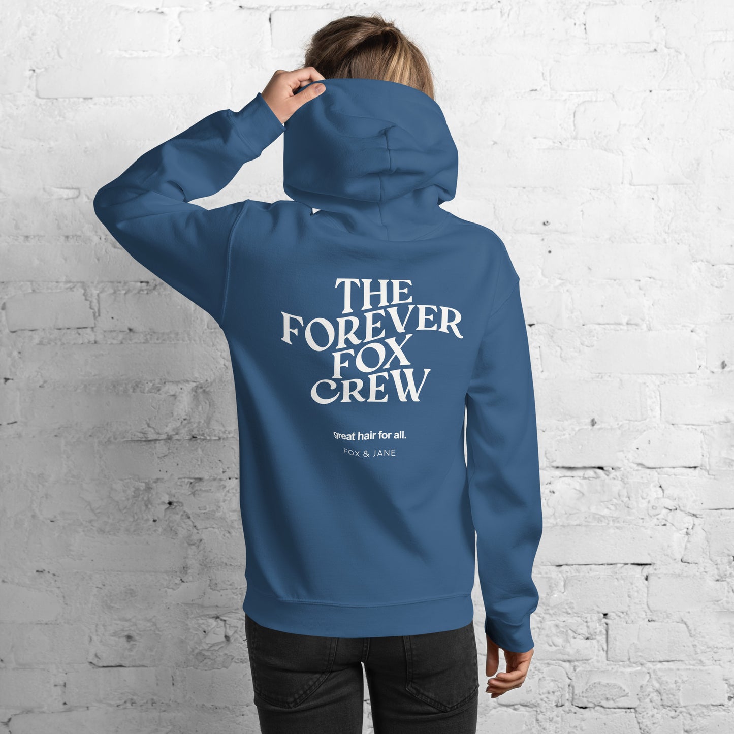 THE FOREVER FOX CREW Unisex Hoodie | Back Print | Off White