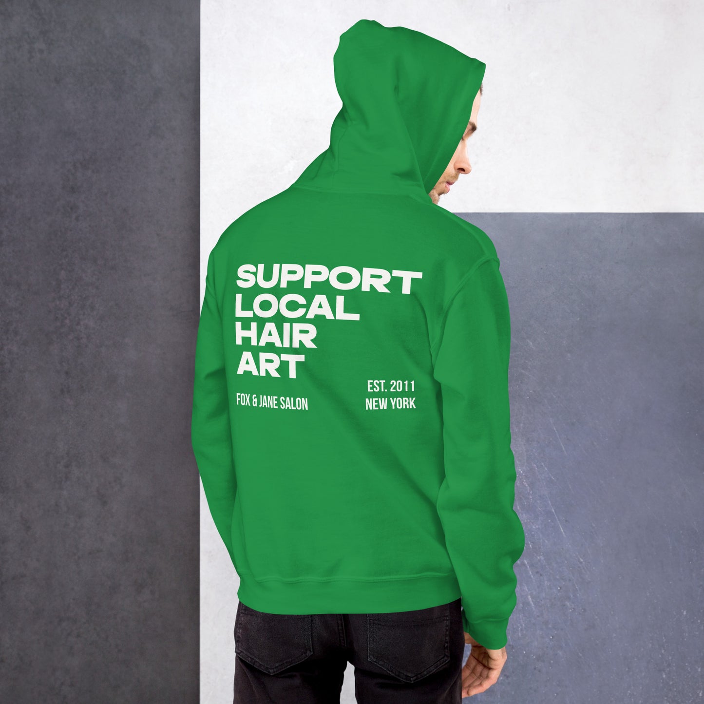 SUPPORT LOCAL HAIR ART Unisex Hoodie | Back Print | Off White