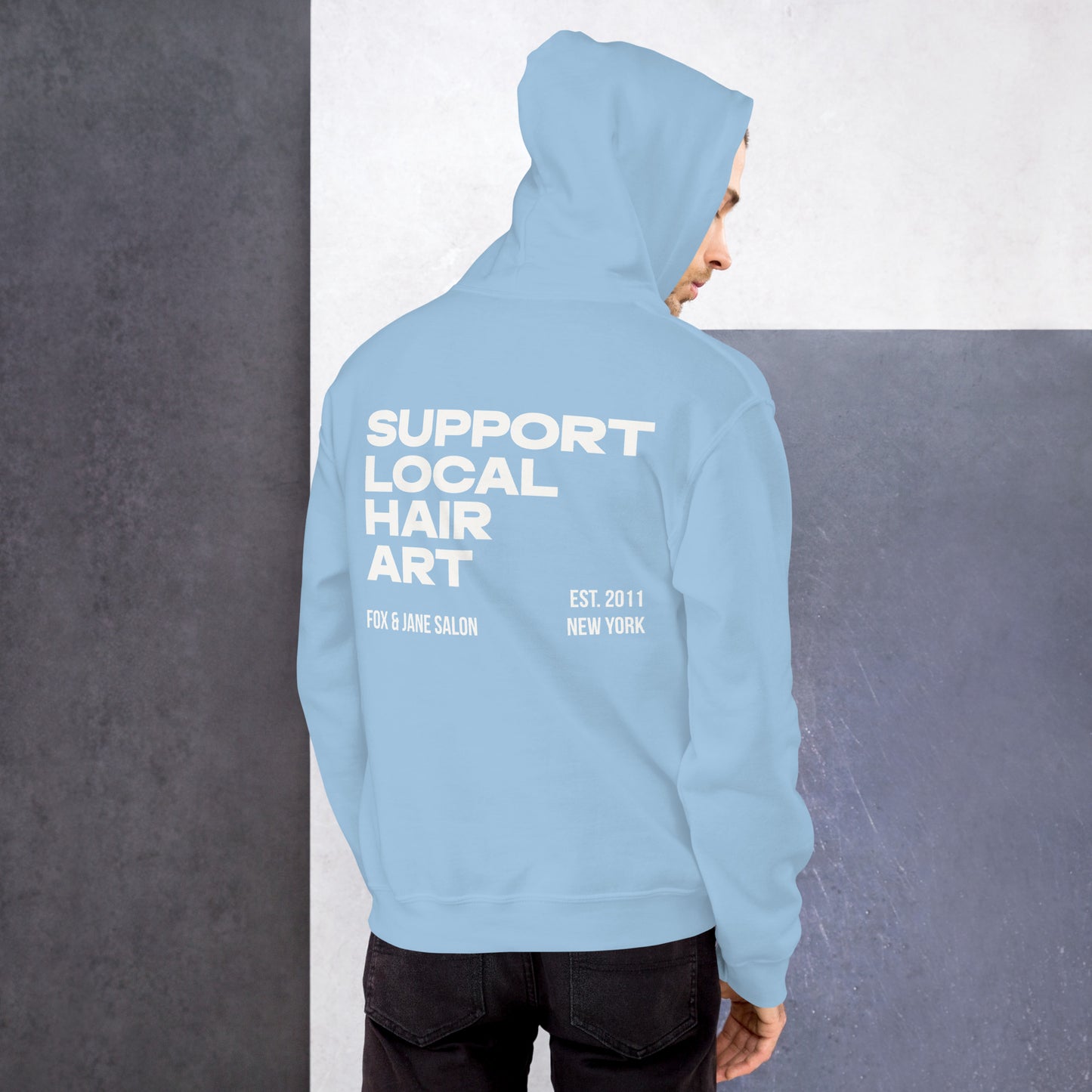 SUPPORT LOCAL HAIR ART Unisex Hoodie | Back Print | Off White