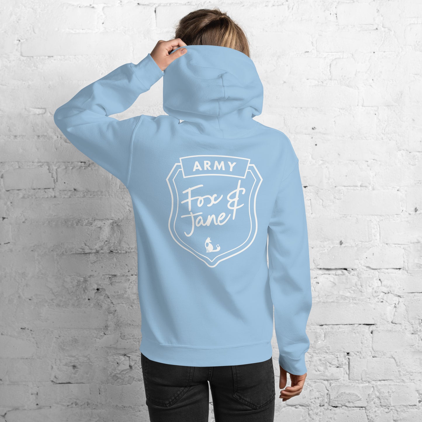 FOX & JANE ARMY Unisex Hoodie | Back Print | Off White