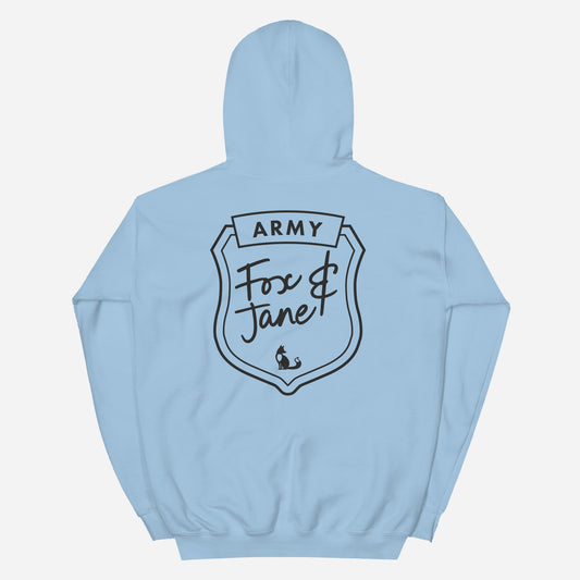 FOX & JANE ARMY Unisex Hoodie | Back Print | Off Black