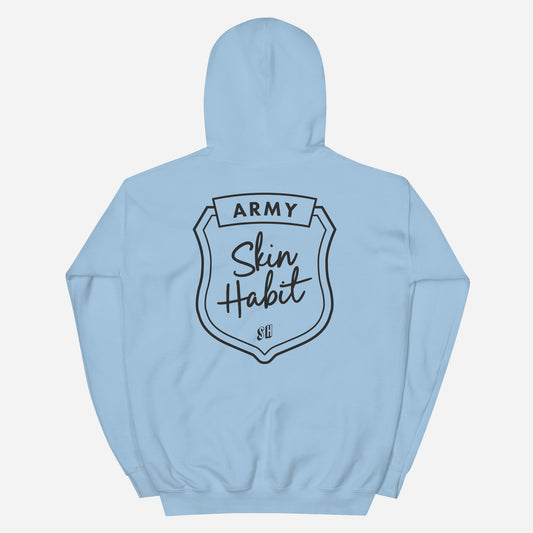 SKIN HABIT ARMY Unisex Hoodie | Back Print | Off Black