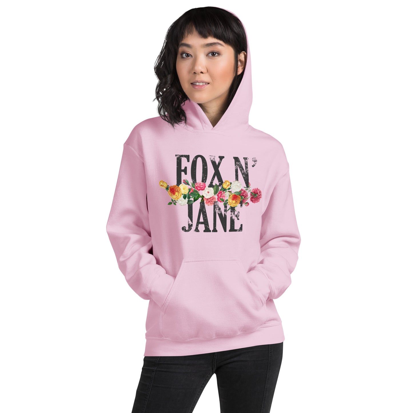 FOX N' JANE Unisex Hoodie | Front Print | Off Black/Multi