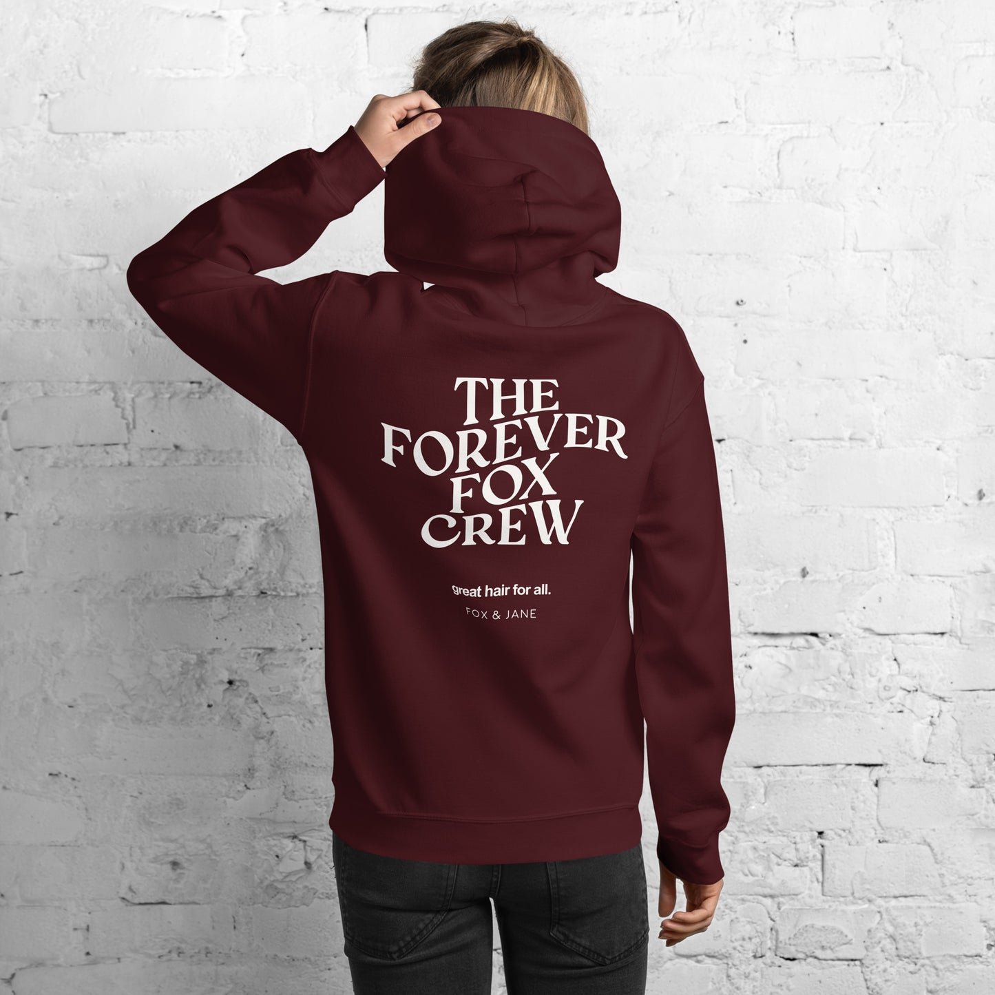 THE FOREVER FOX CREW Unisex Hoodie | Back Print | Off White