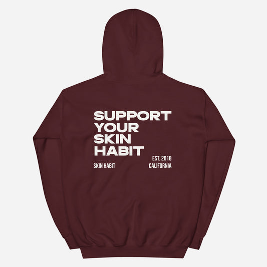 SUPPORT YOUR SKIN HABIT Unisex Hoodie | Back Print | Off White