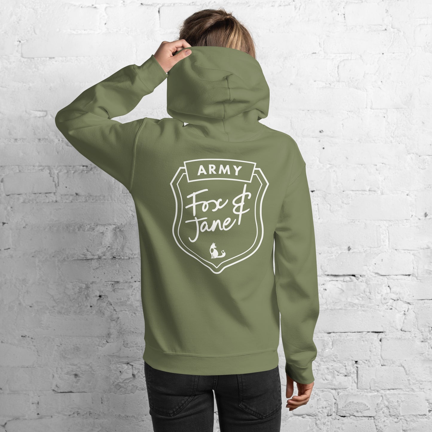 FOX & JANE ARMY Unisex Hoodie | Back Print | Off White