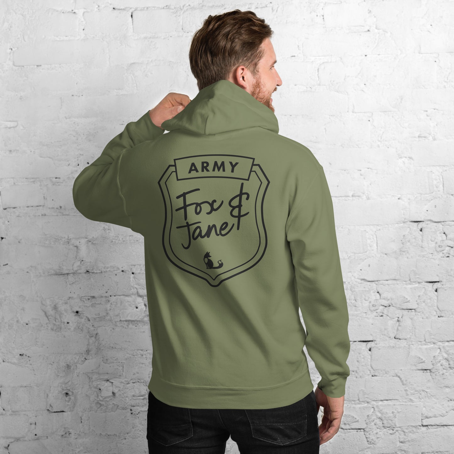 FOX & JANE ARMY Unisex Hoodie | Back Print | Off Black