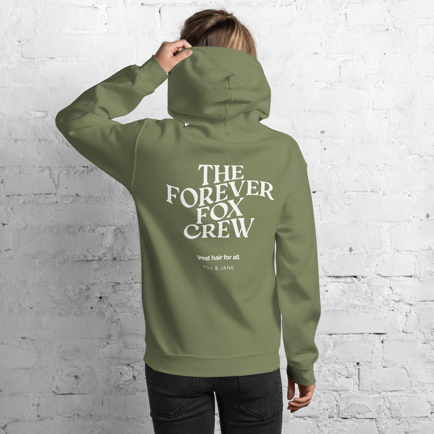 THE FOREVER FOX CREW Unisex Hoodie | Back Print | Off White