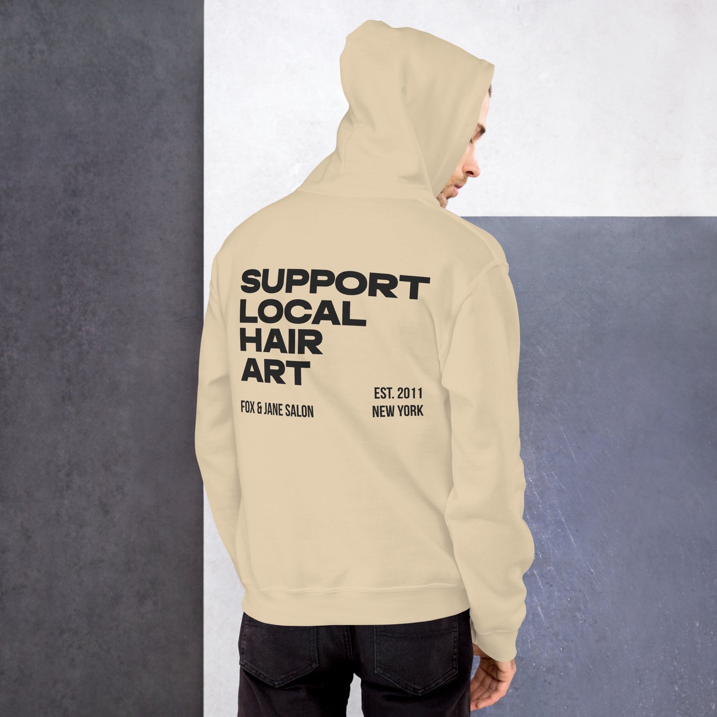 SUPPORT LOCAL HAIR ART Unisex Hoodie | Back Print | Off Black