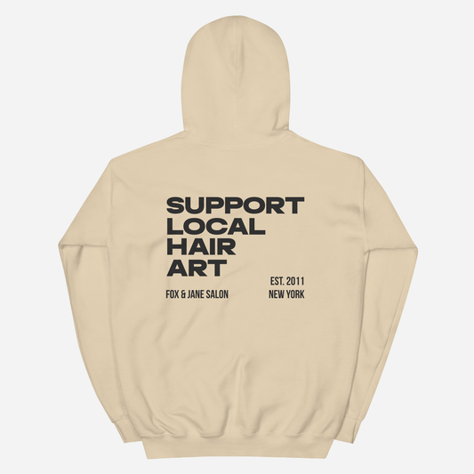 SUPPORT LOCAL HAIR ART Unisex Hoodie | Back Print | Off Black