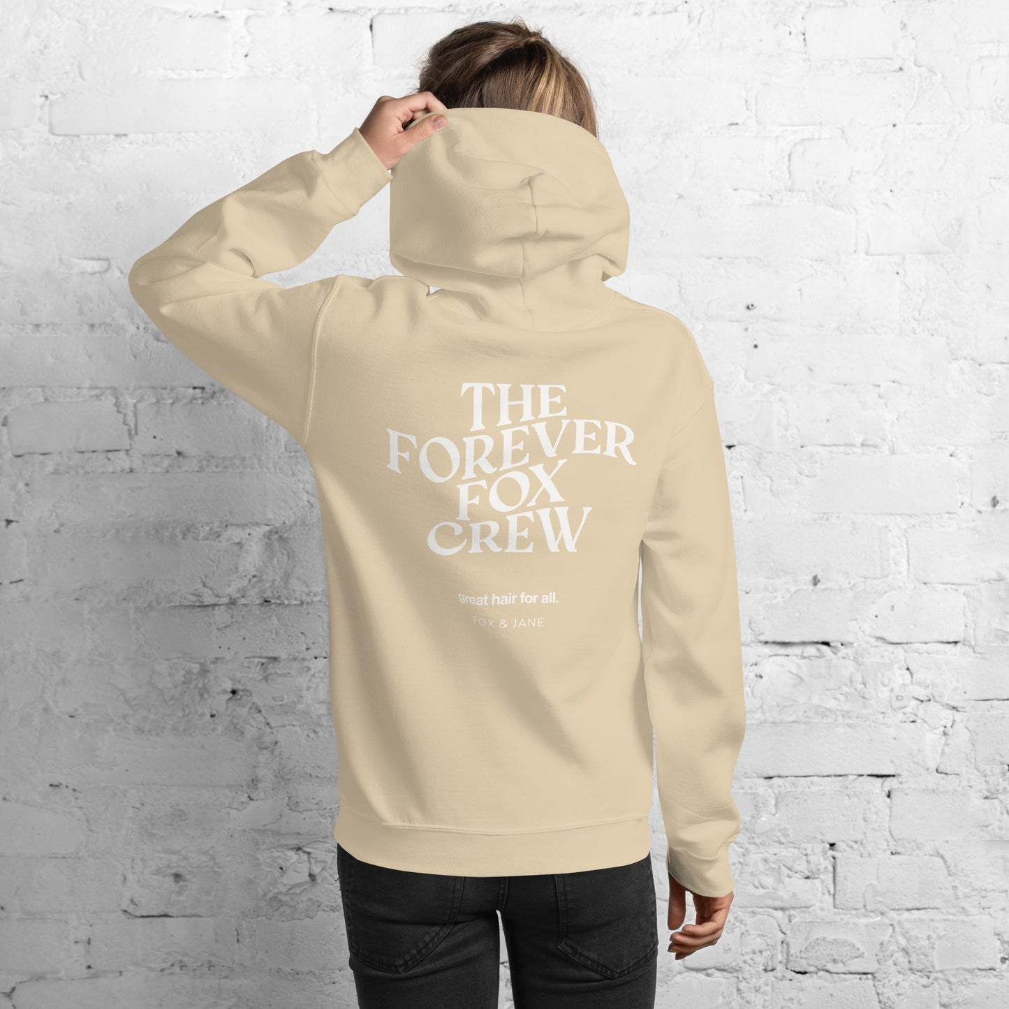 THE FOREVER FOX CREW Unisex Hoodie | Back Print | Off White