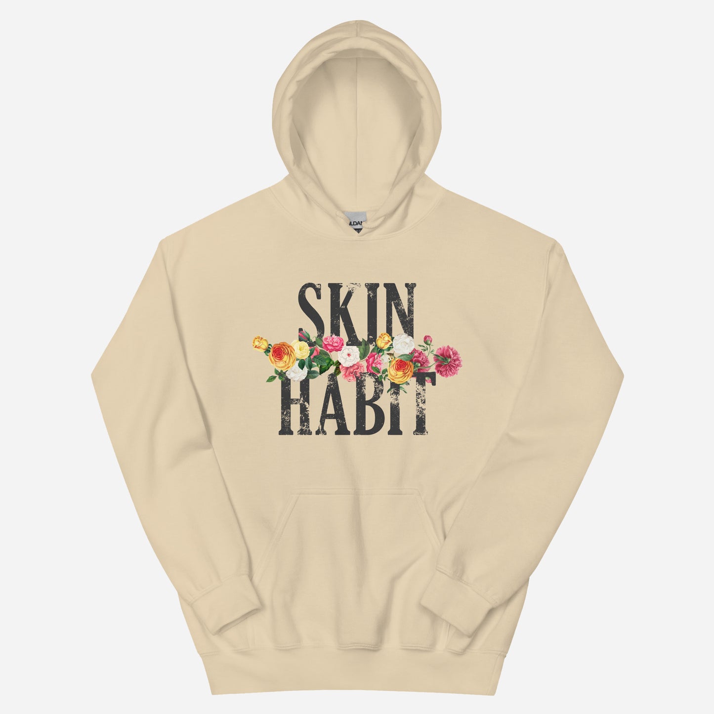 SKIN HABIT N' ROSES Unisex Hoodie | Front Print | Off Black/Multi