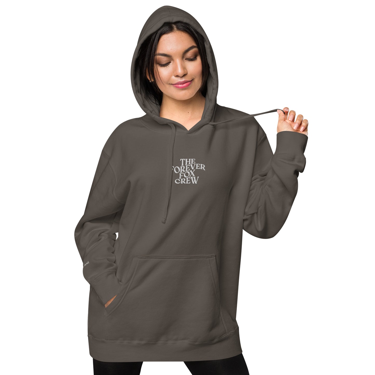 THE FOREVER FOX CREW Unisex pigment-dyed hoodie | Front & Sleeve Embroidery | White