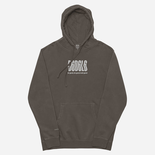 BGDGLG Unisex pigment-dyed hoodie | Front & Sleeve Embroidery | White